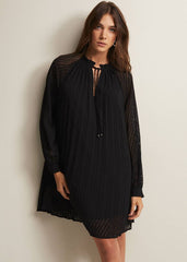 Nikkita Pleated Swing Mini Dress Black