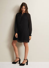 Nikkita Pleated Swing Mini Dress Black