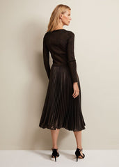 Isla Metallic Pleated Knitted Dress Bronze