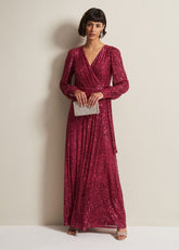 Amily Pink Sequin Maxi Dress Pink