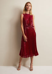 Simara Pink Sequin Midi Dress Pink