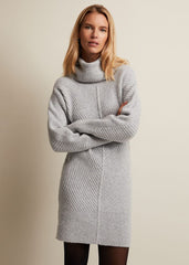 Fillipa Grey Knitted Tunic Mini Dress Grey