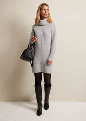 Fillipa Grey Knitted Tunic Mini Dress Grey