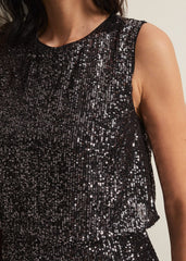 Aubrey Sequin Wide Leg Jumpsuit Gunmetal