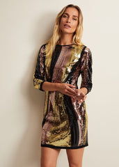 Cassey Rainbow Wave Sequin Dress Multi-Coloured