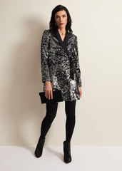 Brea Wrap Tuxe Sequin Dress Black