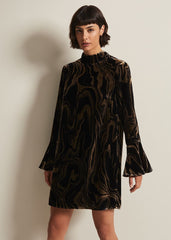 Rayna Velvet Swirl Mini Dress Black