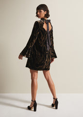 Rayna Velvet Swirl Mini Dress Black