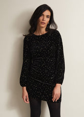 Adele Velvet Mini Dress Black