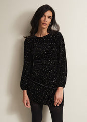 Adele Velvet Mini Dress Black