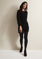 Adele Velvet Mini Dress Black