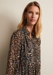 Shreya Leopard Swing Mini Dress Neutral