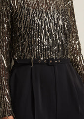 Mariah Sequin Fringe Wide Leg Jumpsuit Black
