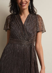 Stella Bronze Plisse Wide Leg Jumpsuit Metallic