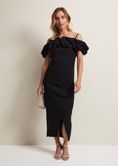 Mallory Black Off The Shoulder Maxi Dress Black