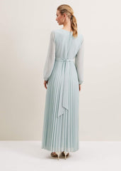 Alecia Pleat Maxi Dress Pale Blue