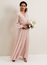 Alecia Pleated Maxi Dress Antique Rose