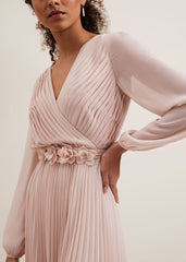 Alecia Pleated Maxi Dress Antique Rose