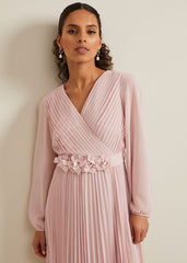 Petite Alecia Pleated Maxi Dress Antique Rose