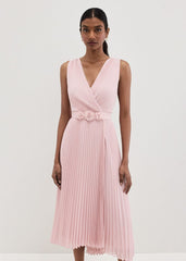 Cressida Pleated Midi Dress Antique Rose