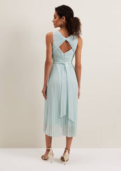 Cressida Pleated Midi Dress Pale Blue