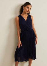 Petite Cressida Pleat Maxi Dress Navy