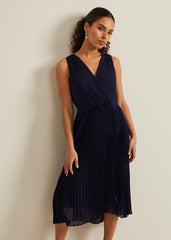 Petite Cressida Pleat Maxi Dress Navy