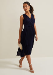 Petite Cressida Pleat Maxi Dress Navy