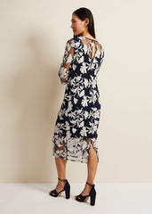 Irina Floral Mesh Midi Dress Multi-Coloured
