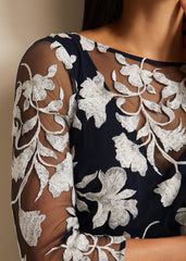 Irina Floral Mesh Midi Dress Multi-Coloured