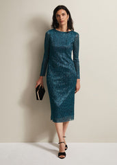 Alix Plisse Dress Blue