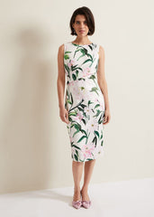 Elsa Floral Scuba Midi Dress Multi-Coloured