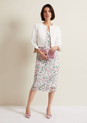 Diana Floral Lace Midi Dress Multi-Coloured