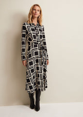 April Geo Midi Dress Black/Multi