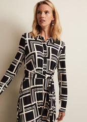 April Geo Midi Dress Black/Multi