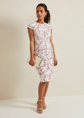 Petite Karima Tapework Midi Dress Pale Pink