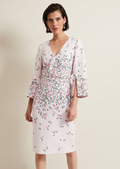 Giovanna Floral Belted Split Sleeve Dress Multi-Coloured