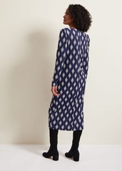 Kelly Geo Midi Shift Dress Blue
