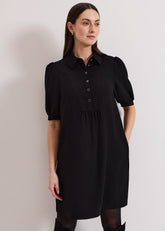 Claudia Button Swing Mini Dress Black