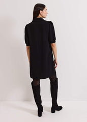 Claudia Button Swing Mini Dress Black