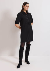 Claudia Button Swing Mini Dress Black