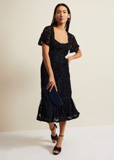 Matilda Tapework Midi Dress Navy