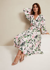 Penny Floral Pleat Midi Dress Multi-Coloured