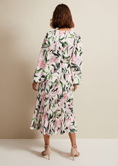 Penny Floral Pleat Midi Dress Multi-Coloured