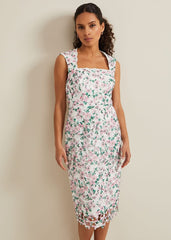 Petite Diana Floral Lace Midi Dress Multi-Coloured