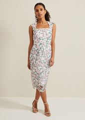 Petite Diana Floral Lace Midi Dress Multi-Coloured