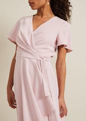 Petite Julissa Frill Wrap Dress Antique Rose