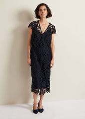 Meghan Lace Double Layer Dress Navy