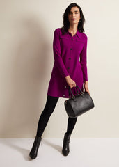 Azealia Fine Knit Tunic Mini Dress Purple