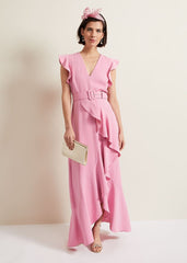 Phoebe Frill Maxi Dress Pink